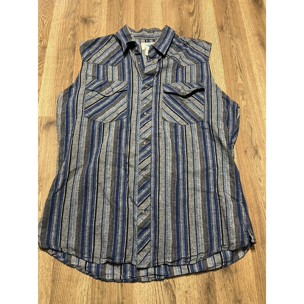 Painted MESA Shirt, Men's Size Large, Blue Gray Black, Button Up, Sleeveless